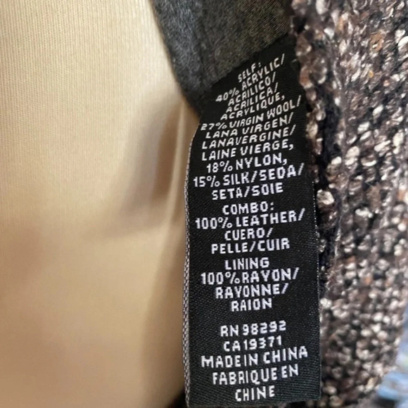 Tibi Wool Brown Tweed Wool & Leather Shift Dress - Picture 8 of 8